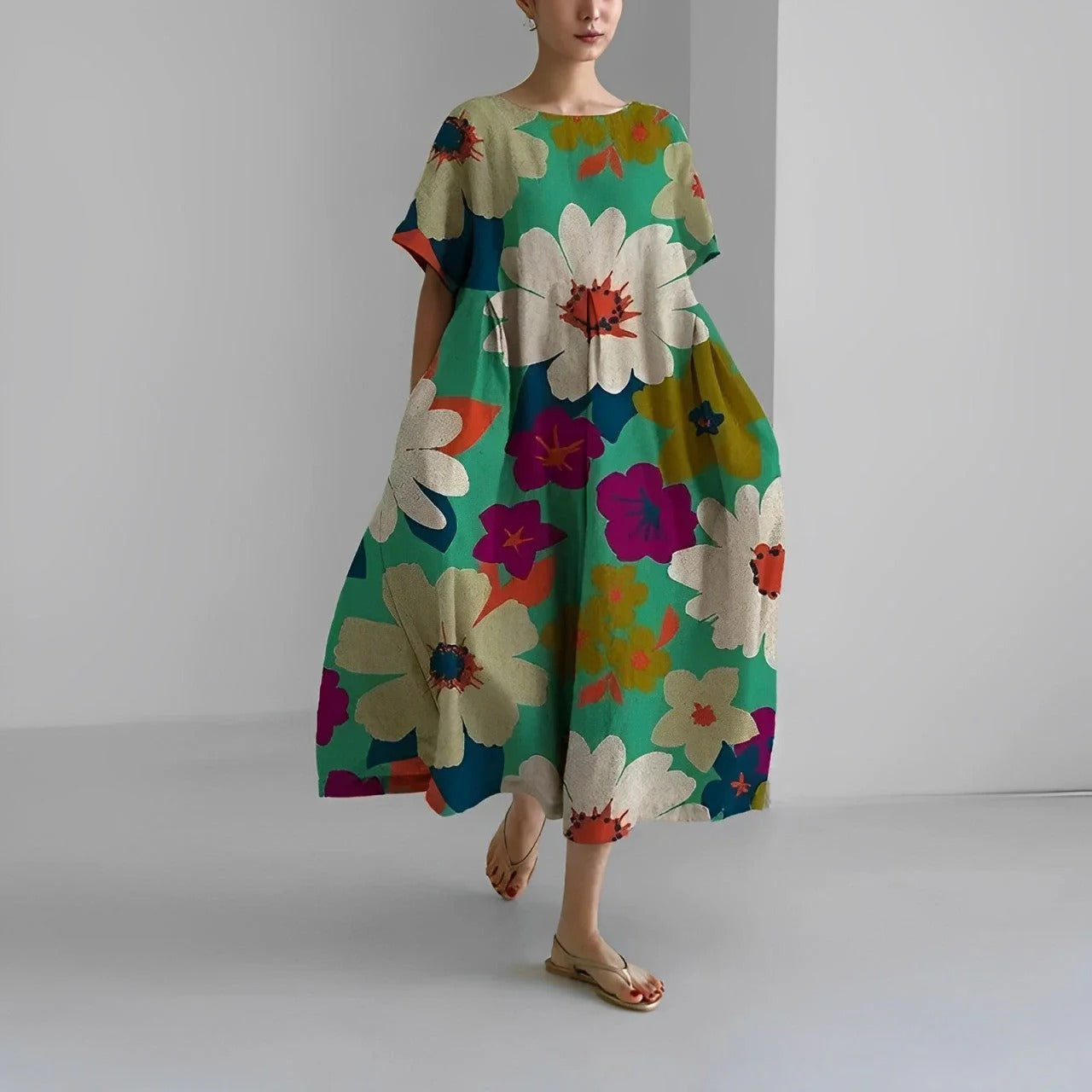 Robe Imprimée à Fleurs pour Femme avec Coupe Droite | Idéale pour l’Été