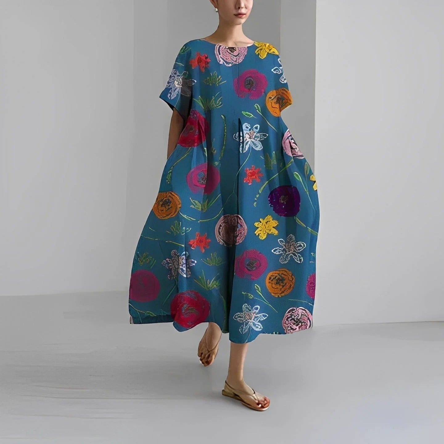 Robe Imprimée à Fleurs pour Femme avec Coupe Droite | Idéale pour l’Été