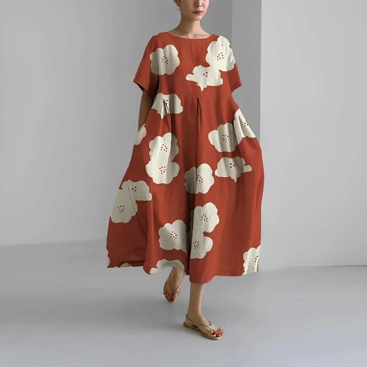 Robe Imprimée à Fleurs pour Femme avec Coupe Droite | Idéale pour l’Été