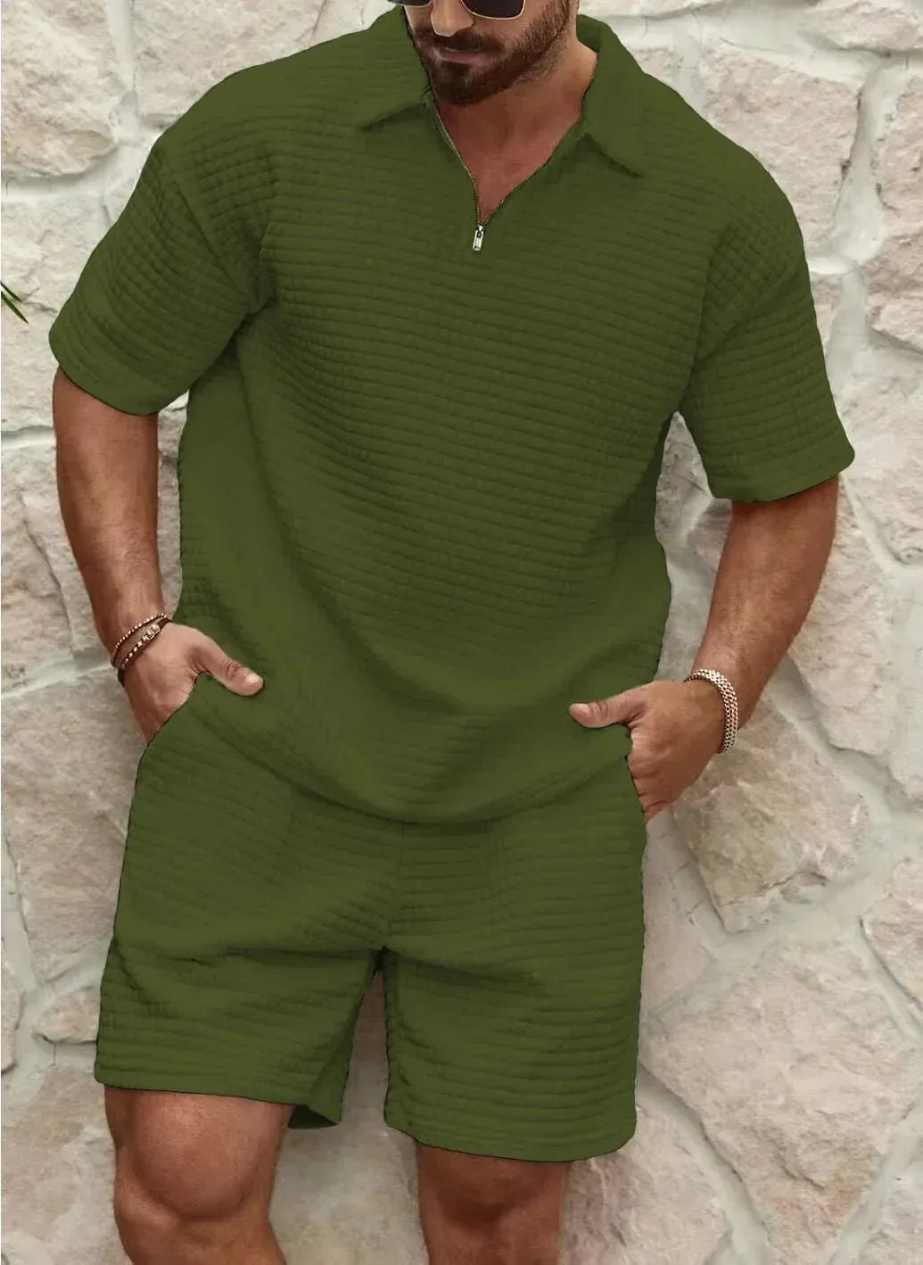 Ensemble Estival Deux Pièces avec Chemise et Short pour Homme | Idéal pour les Activités d’Été