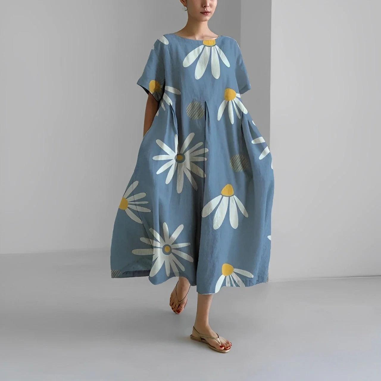 Robe Imprimée à Fleurs pour Femme avec Coupe Droite | Idéale pour l’Été