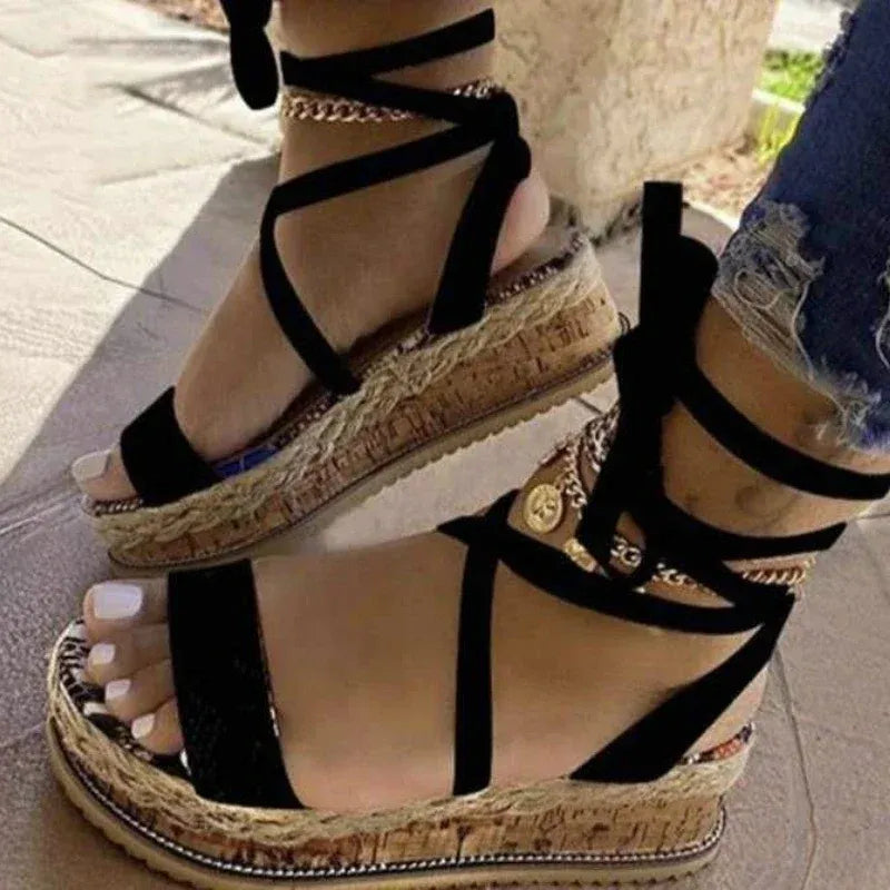 Sandales à Plateforme avec Lacets Cheville pour Femmes | Idéales pour les Journées d’Été