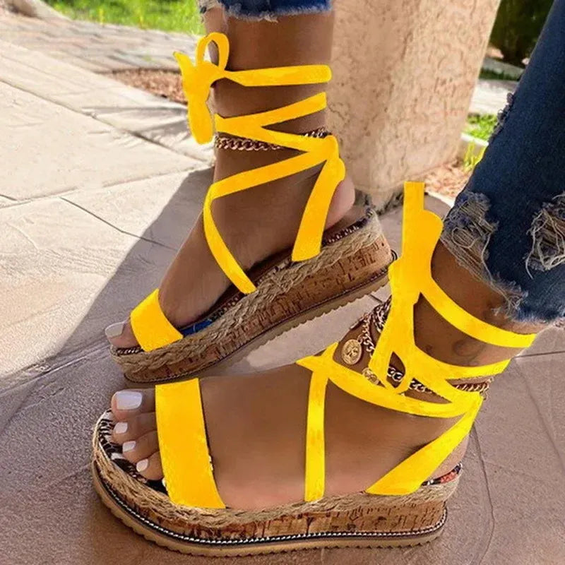 Sandales à Plateforme avec Lacets Cheville pour Femmes | Idéales pour les Journées d’Été