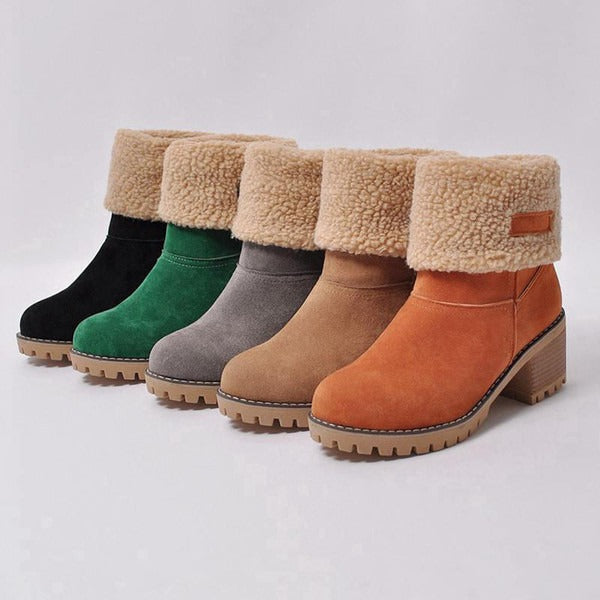 Bottes à Talon de 6 cm avec Revers Ajustable pour Femmes | Idéales pour l’Hiver