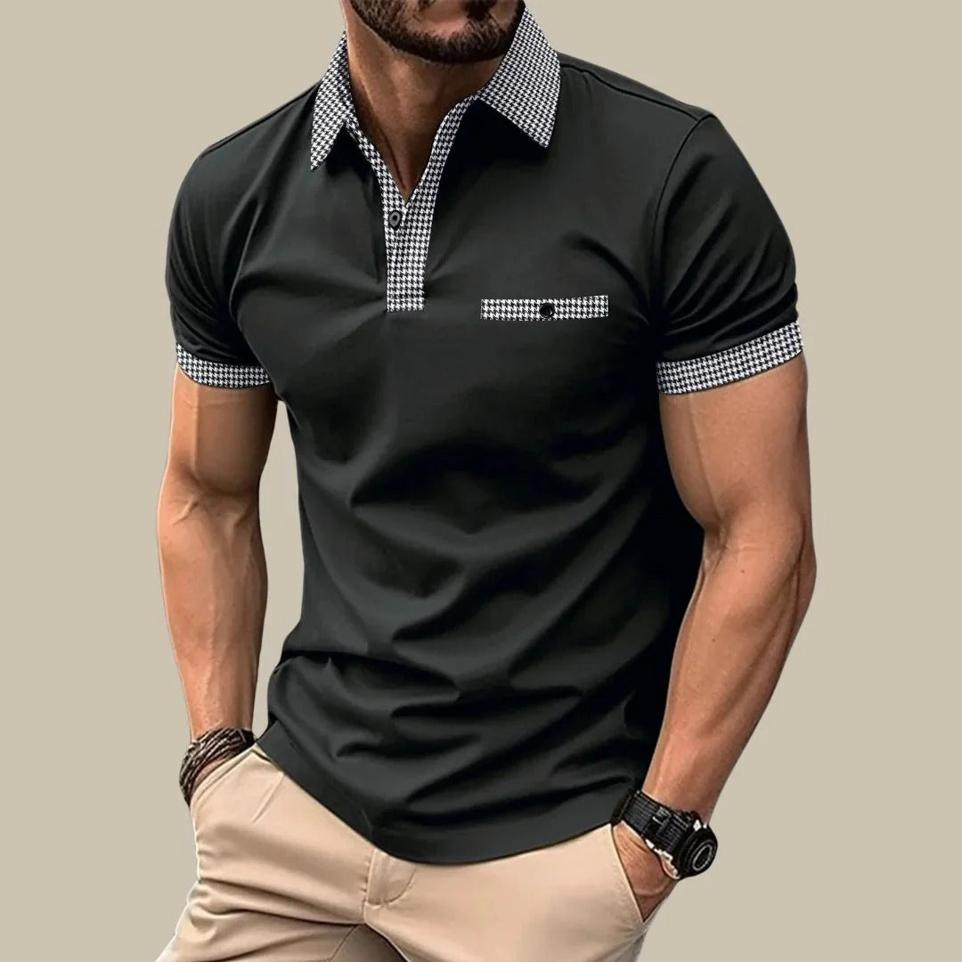 Polo à Manches Courtes avec Col à Carreaux pour Homme | Idéal pour Sorties Décontractées