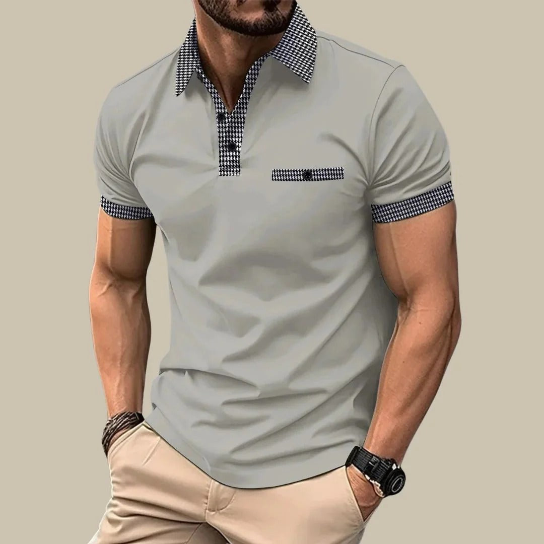 Polo à Manches Courtes avec Col à Carreaux pour Homme | Idéal pour Sorties Décontractées