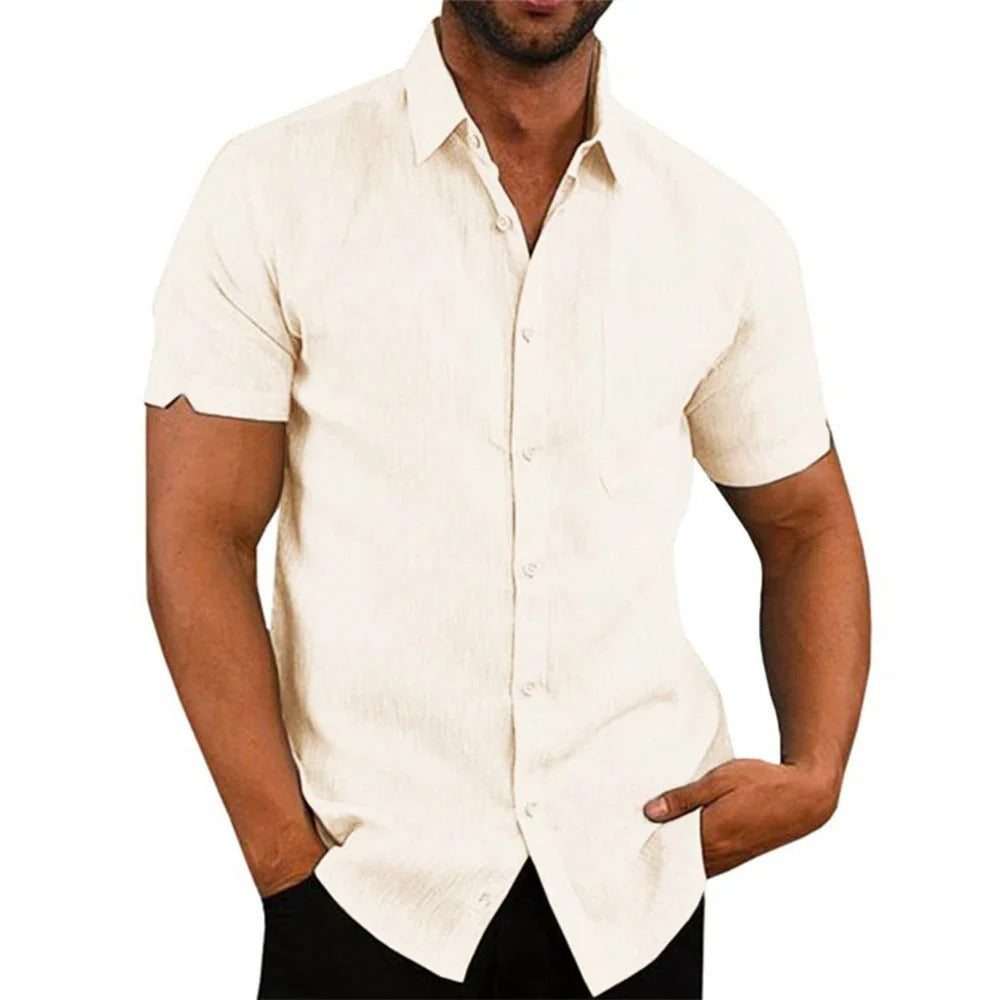 Chemise Unie à Col Repliable pour Homme Grande Taille | Idéale pour l’Été