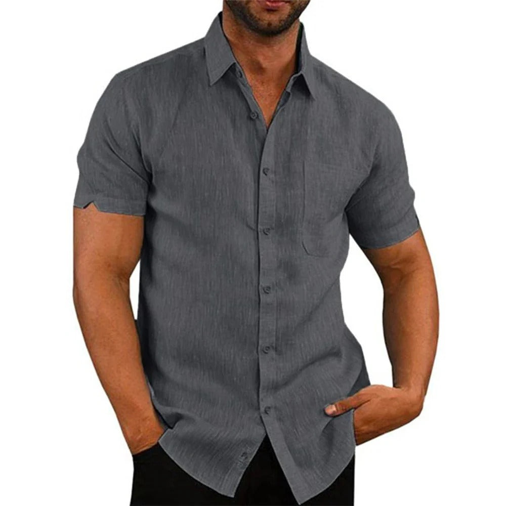 Chemise Unie à Col Repliable pour Homme Grande Taille | Idéale pour l’Été