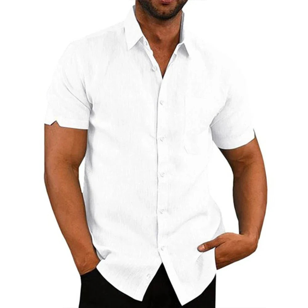 Chemise Unie à Col Repliable pour Homme Grande Taille | Idéale pour l’Été