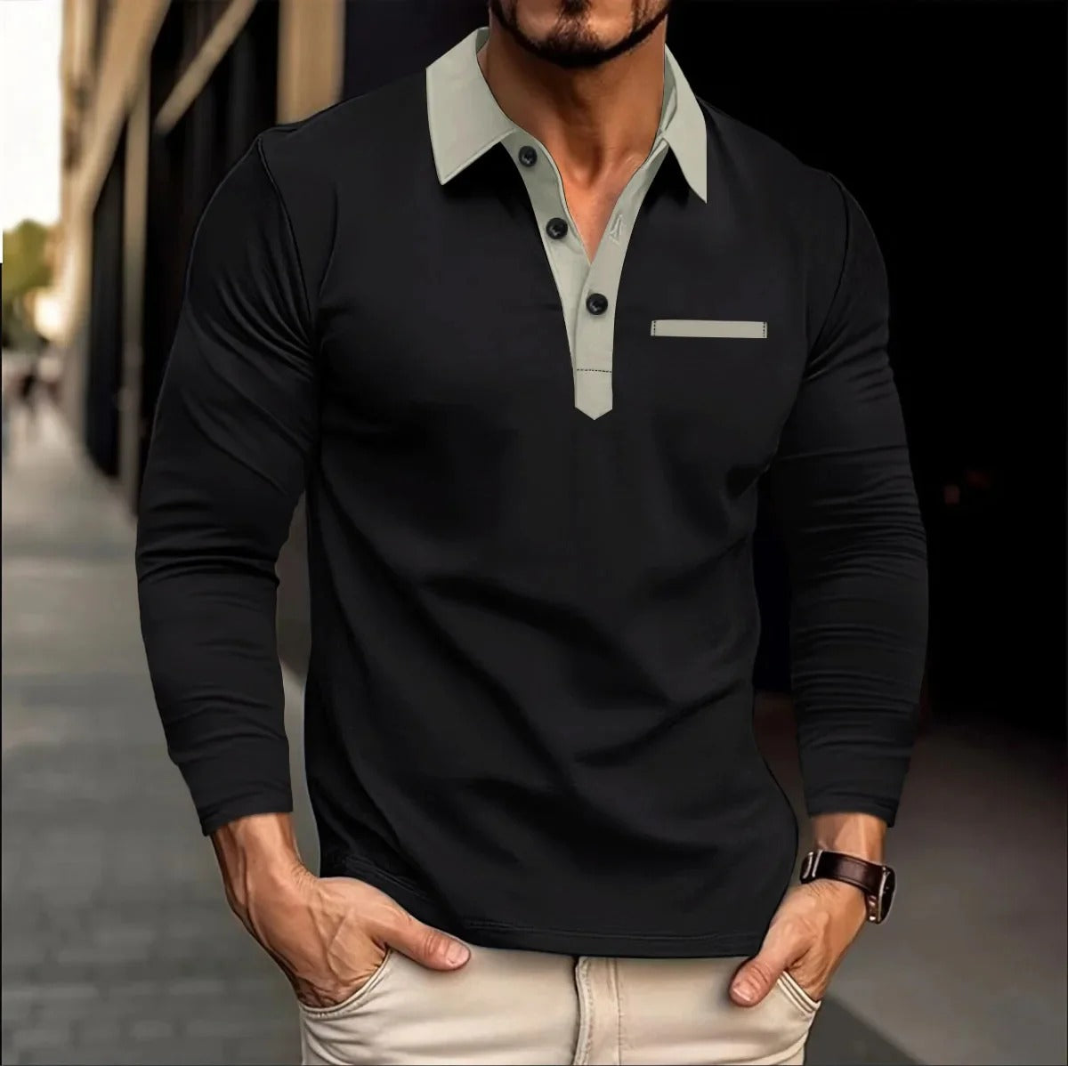 Polo À Manches Longues En Grandes Tailles Pour Homme Avec Col Revers | Idéal Pour Le Printemps Et Les Loisirs