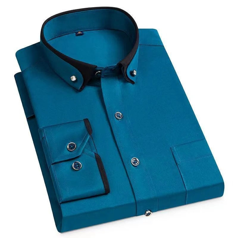 Chemise à Manches Longues avec Col Rabattu pour Homme | Idéale pour le Travail ou les Occasions Formelles
