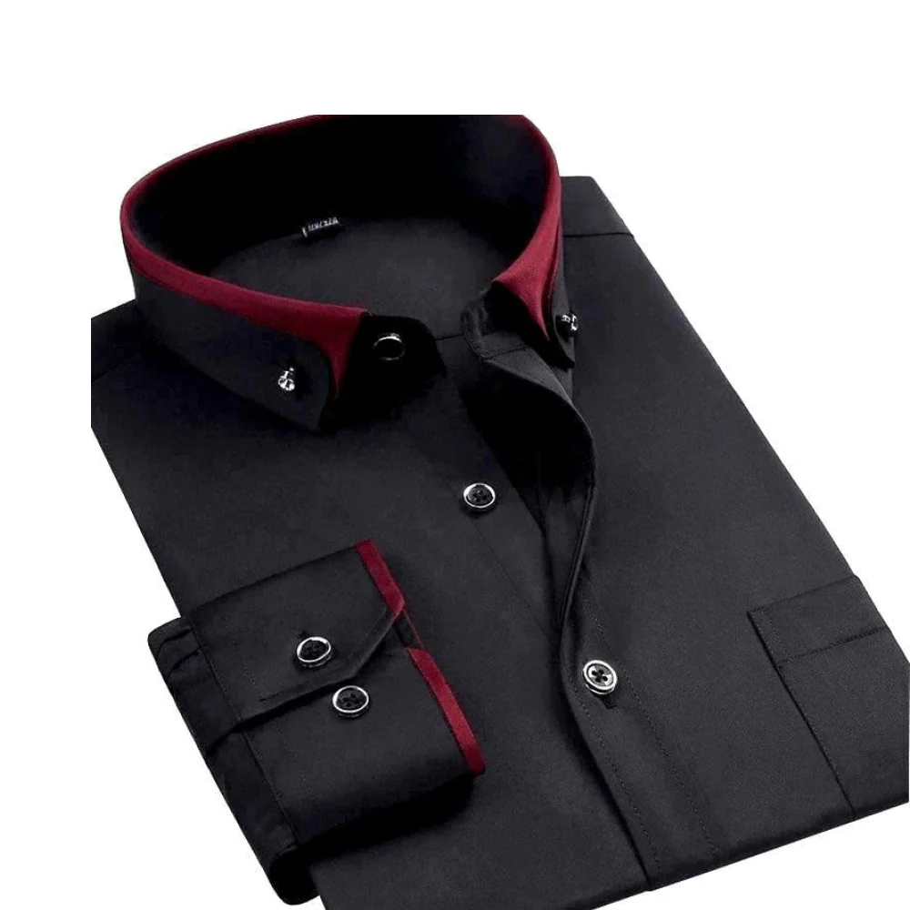 Chemise à Manches Longues avec Col Rabattu pour Homme | Idéale pour le Travail ou les Occasions Formelles