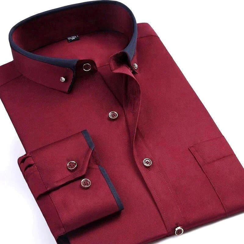 Chemise à Manches Longues avec Col Rabattu pour Homme | Idéale pour le Travail ou les Occasions Formelles