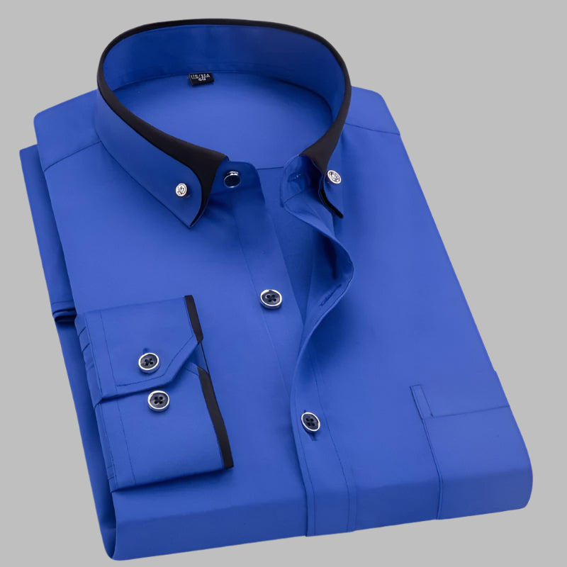 Chemise à Manches Longues avec Col Rabattu pour Homme | Idéale pour le Travail ou les Occasions Formelles