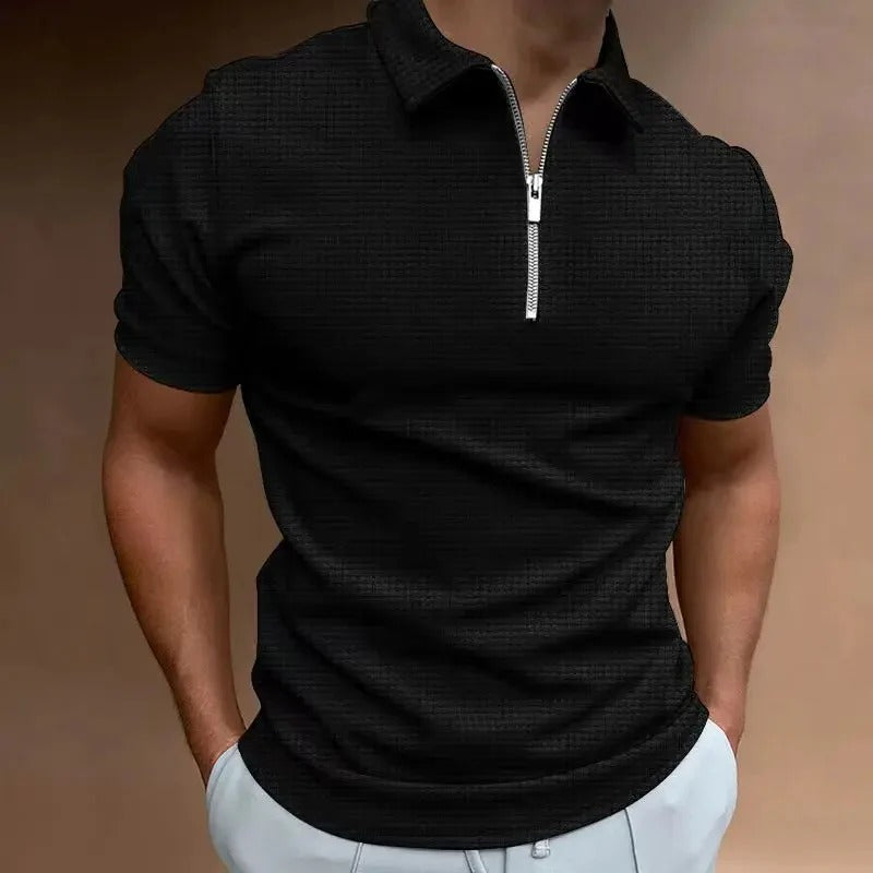 Polo à Manches Courtes avec Fermeture Éclair pour Homme | Idéal pour les Tenues Décontractées