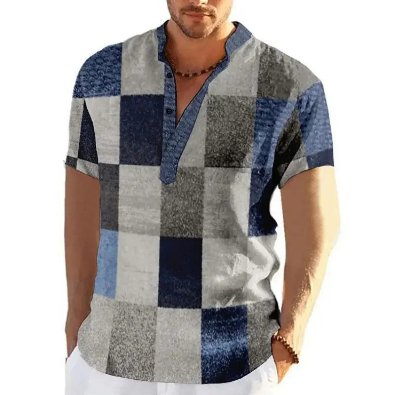 Chemise à Motif Patchwork 3D pour Homme Grande Taille | Idéale pour le Printemps ou l’Été
