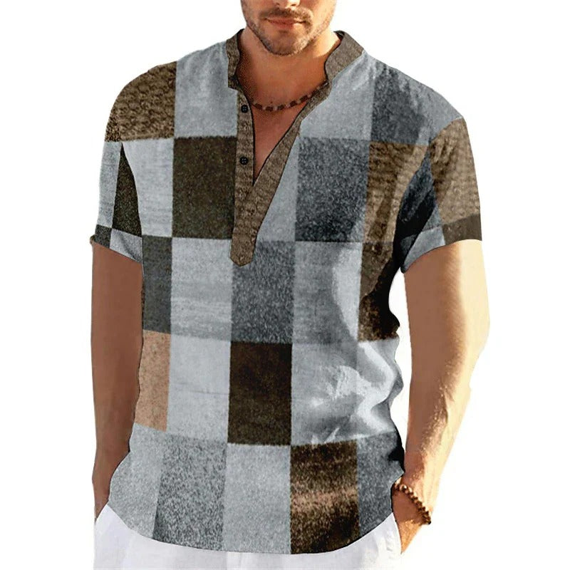 Chemise à Motif Patchwork 3D pour Homme Grande Taille | Idéale pour le Printemps ou l’Été