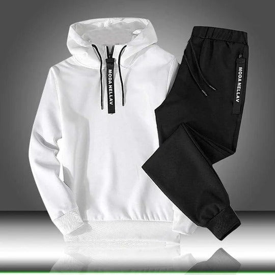 Survêtement avec Sweat À Capuche Quart-Zip Et Pantalon Fuselé pour Homme | Idéal pour Le Printemps Et L’Automne