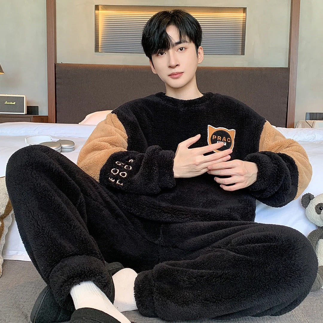 Ensemble De Pyjama Pour Homme Avec Col Rond Pour Un Usage À La Maison | Idéal Pour L’Hiver