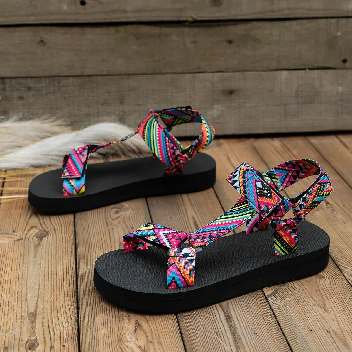 Sandales avec Brides Réglables à Motifs pour Femmes | Idéales pour l’Été et les Vacances