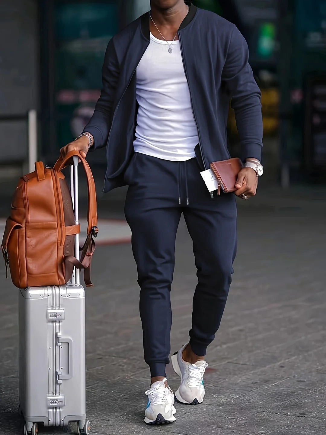 Ensemble Deux Pièces avec Veste Légère et Pantalon pour Homme | Idéal pour les Déplacements et les Journées Décontractées