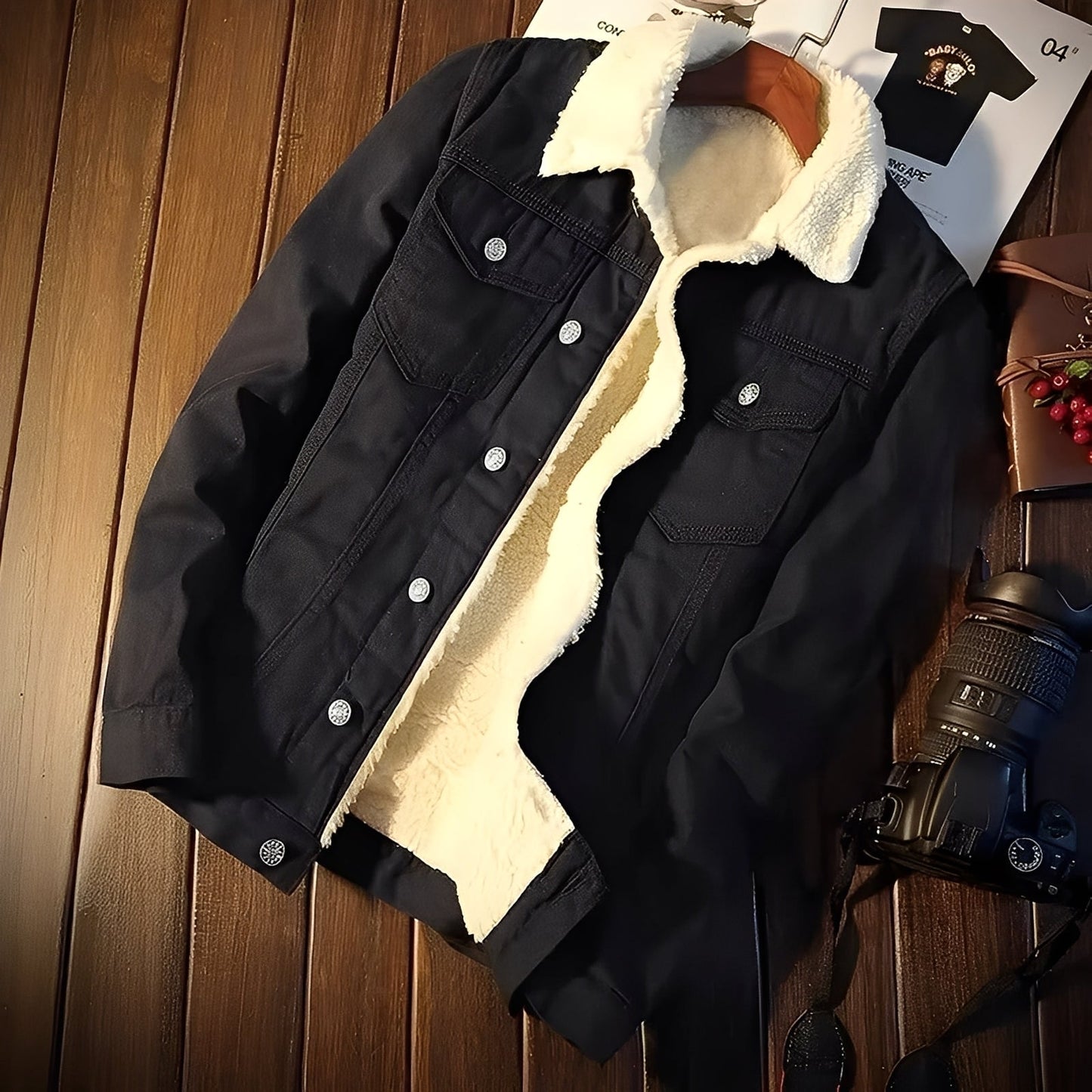Veste D'hiver Avec Doublure Intérieure Et Fermeture Boutonnée Pour Homme | Idéale Pour L'automne Et L'hiver