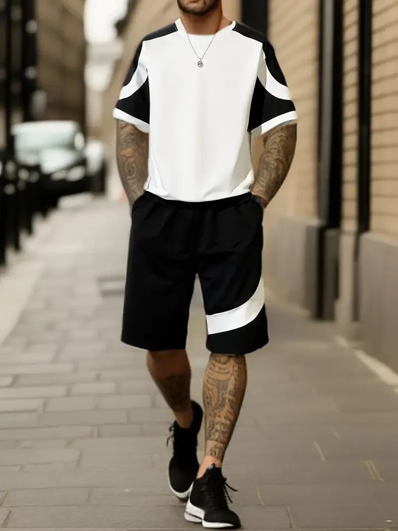 Ensemble Sport Deux Pièces avec T-Shirt et Short pour Homme | Idéal pour l'Été et les Activités de Plein Air