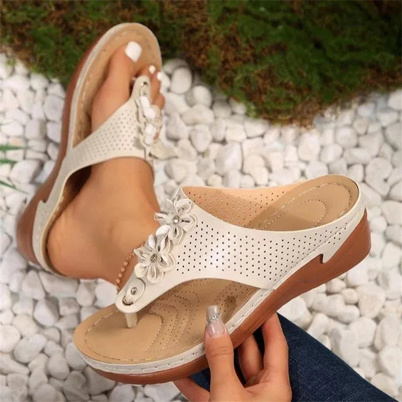 Sandales avec Semelle Orthopédique et Détails Décoratifs pour Femme | Idéales pour l'Été