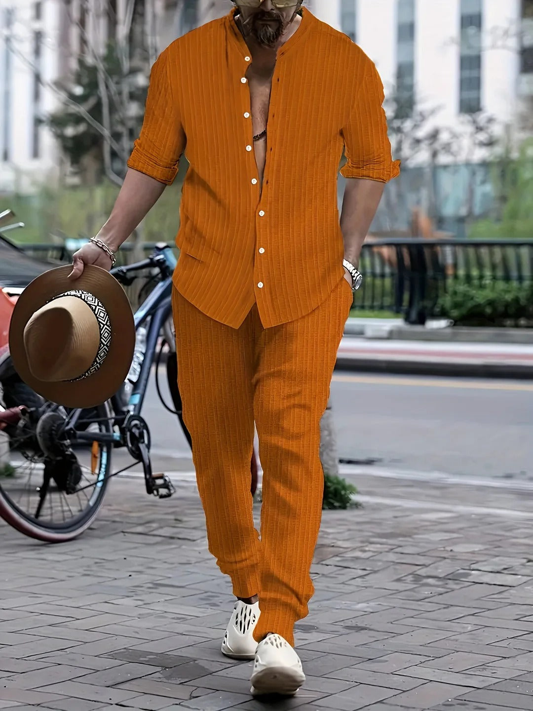 Ensemble Deux Pièces avec Chemise à Boutons et Pantalon Coordonné pour Homme | Idéal pour le Bureau ou les Sorties Décontractées