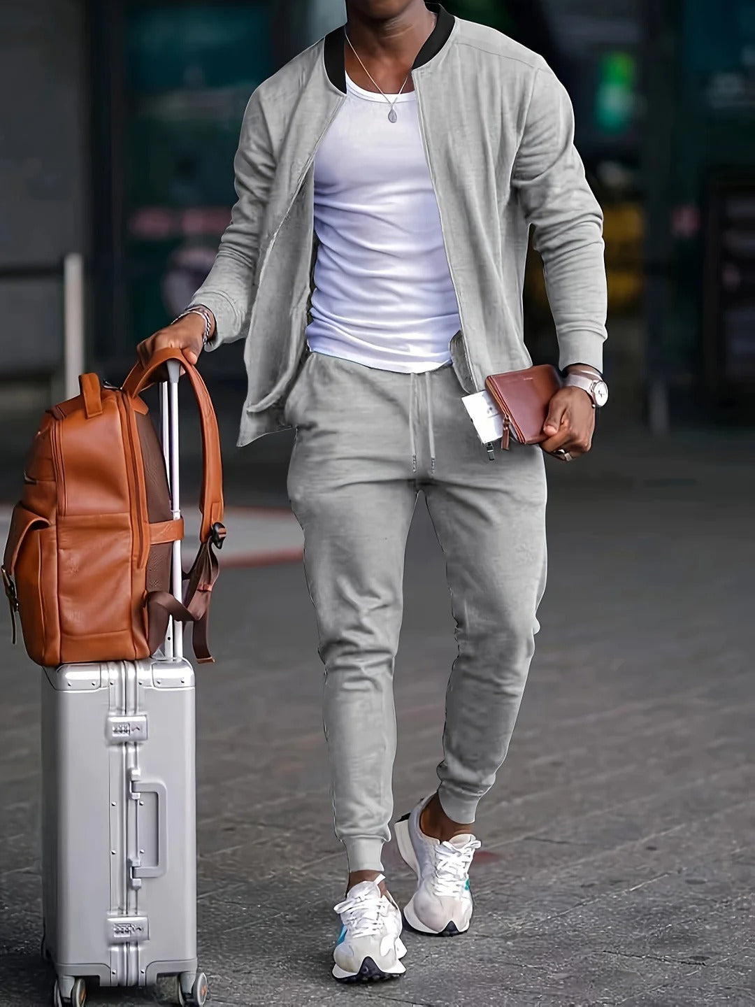 Ensemble Deux Pièces avec Veste Légère et Pantalon pour Homme | Idéal pour les Déplacements et les Journées Décontractées