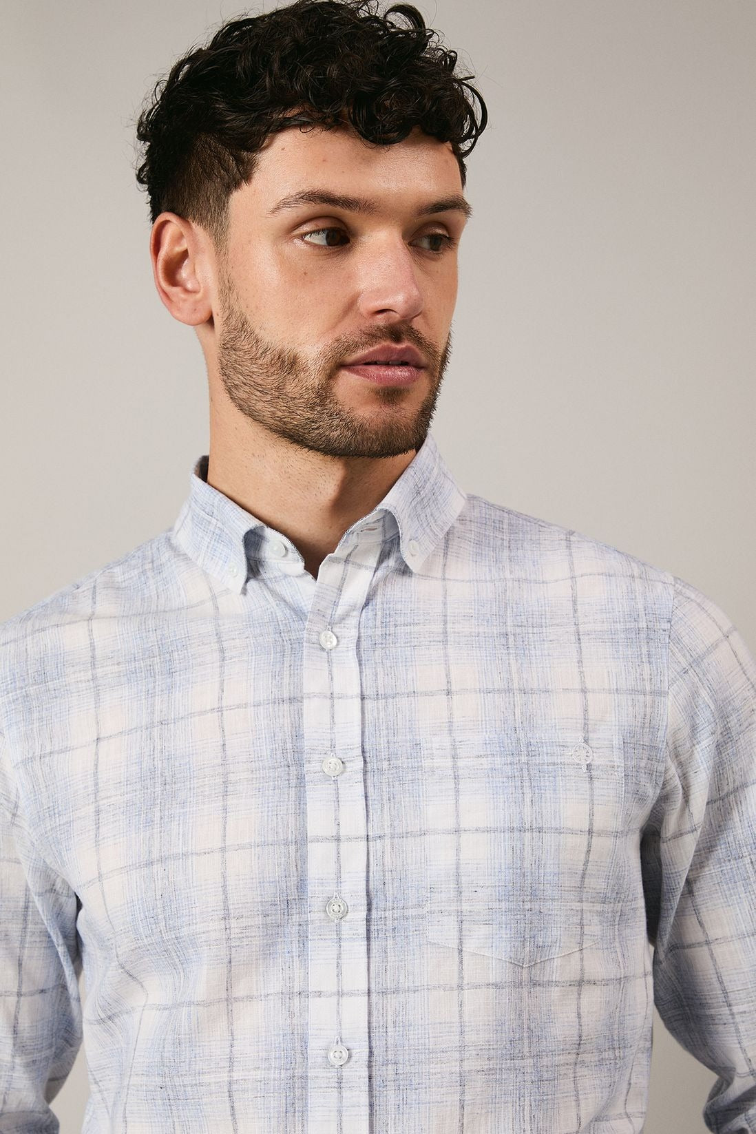 Chemise À Col Boutonné avec Motif À Carreaux Dégradé pour Homme | Idéale pour Un Usage Quotidien