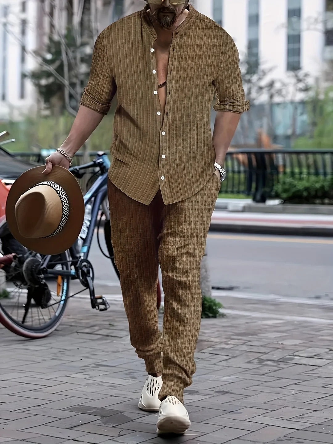 Ensemble Deux Pièces avec Chemise à Boutons et Pantalon Coordonné pour Homme | Idéal pour le Bureau ou les Sorties Décontractées