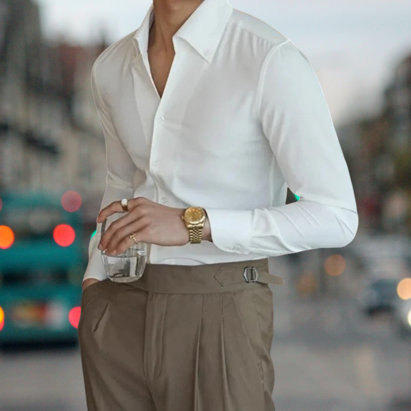 Chemise À Col Classique avec Manches Longues pour Homme | Idéale pour Bureau Et Loisirs