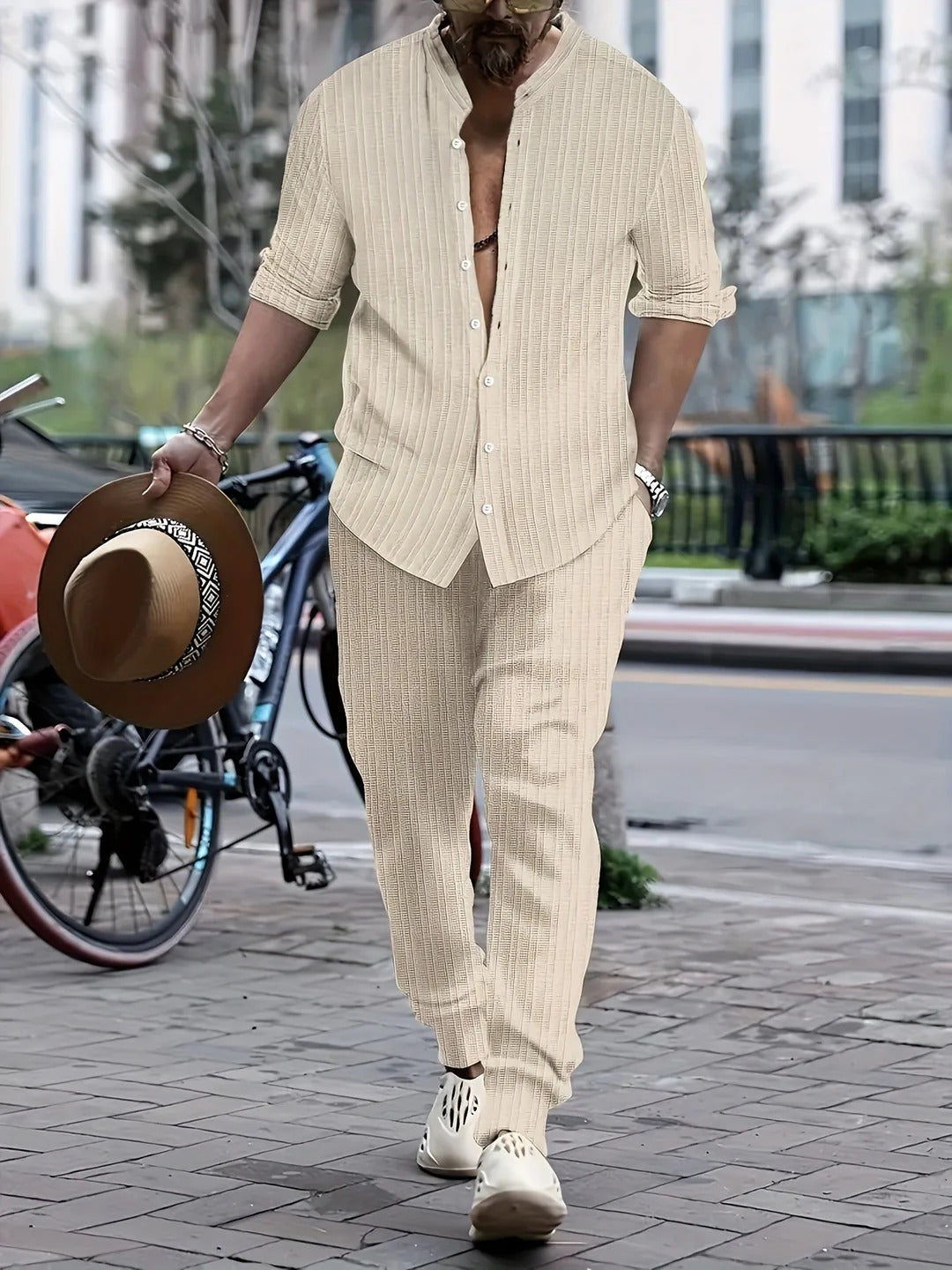 Ensemble Deux Pièces avec Chemise à Boutons et Pantalon Coordonné pour Homme | Idéal pour le Bureau ou les Sorties Décontractées