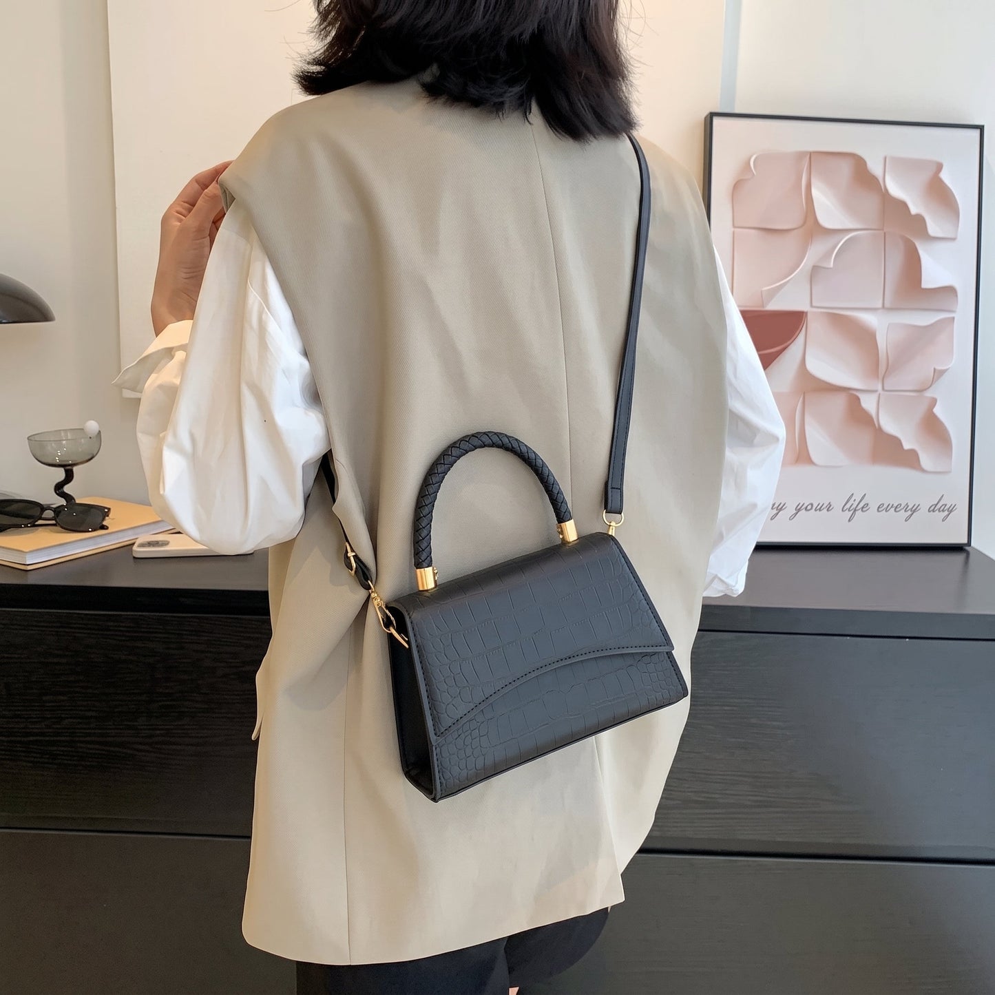 Sac à poignée tressée pour femmes