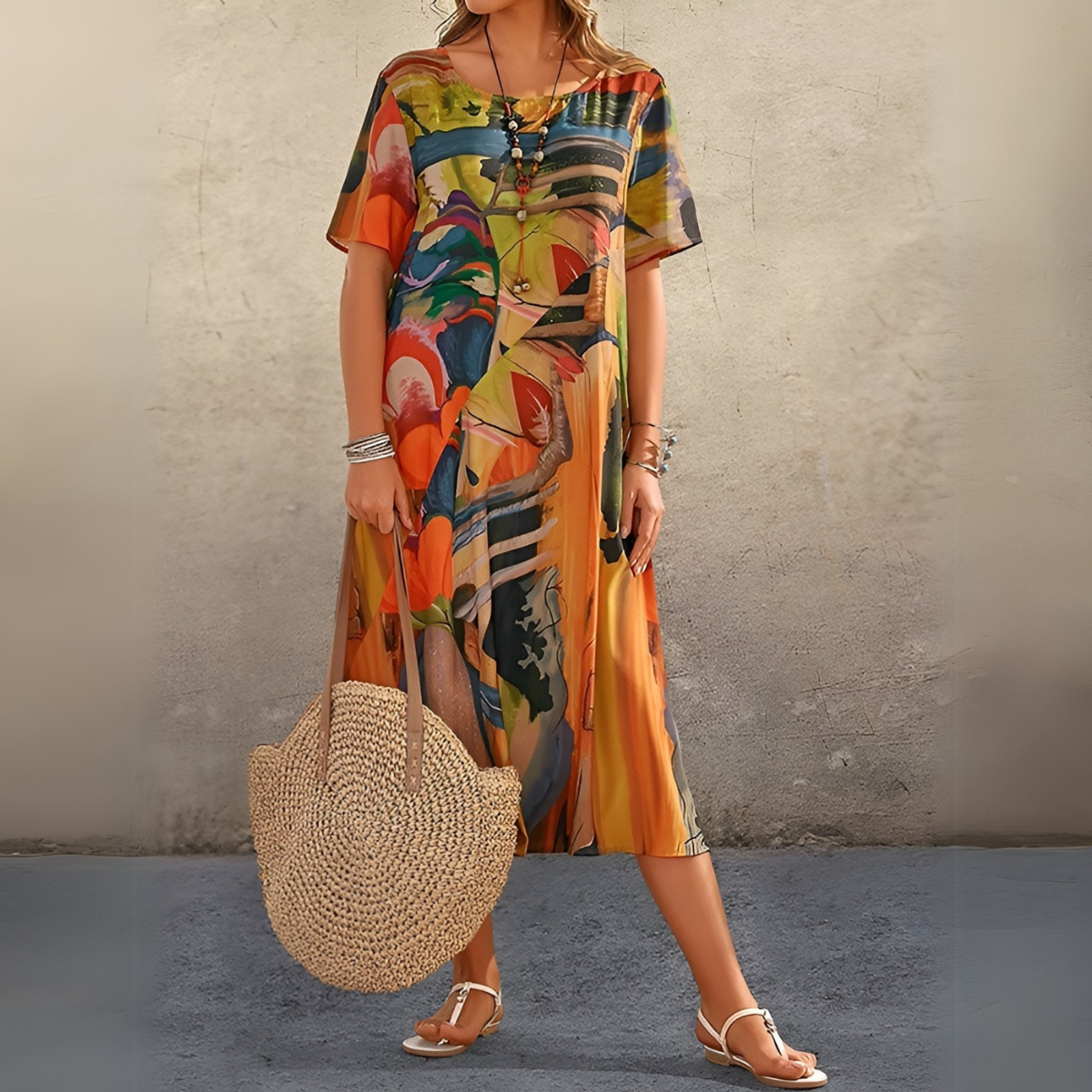 Robe Midi À Motif Floral Avec Coupe Fluide Pour Femme | Idéale Pour Le Quotidien Et Les Sorties Décontractées