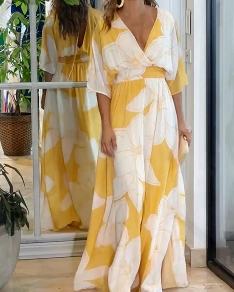 Robe Avec Imprimé Floral Et Détails Contrastés Pour Femme | Idéale Pour Les Événements Festifs Et Formels