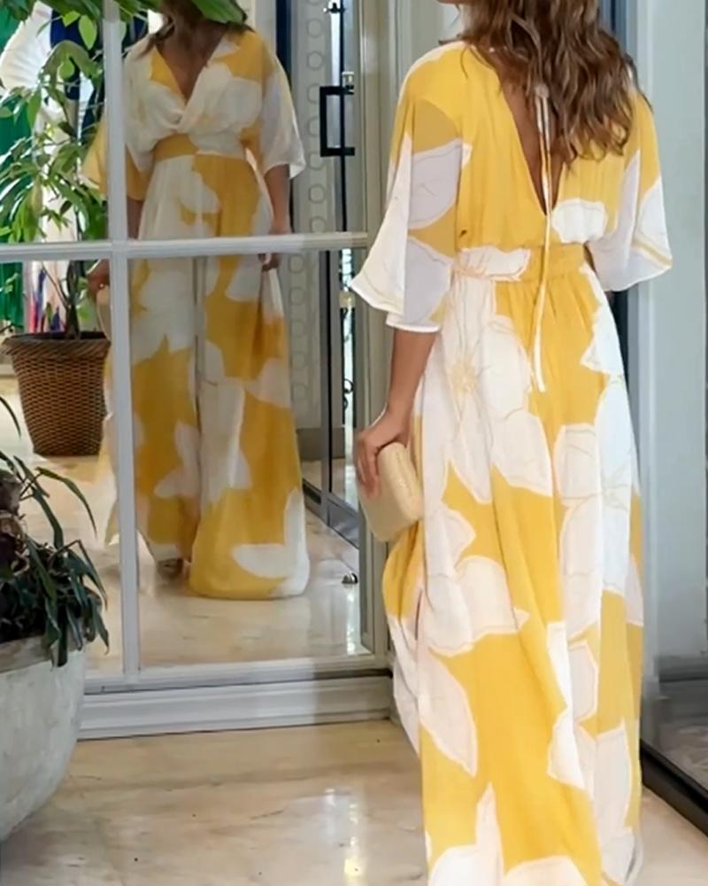 Robe Avec Imprimé Floral Et Détails Contrastés Pour Femme | Idéale Pour Les Événements Festifs Et Formels