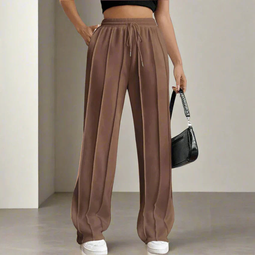 Pantalon à Taille Haute avec Coupe Ample pour Femme | Idéal pour Tenues Décontractées et Professionnelles