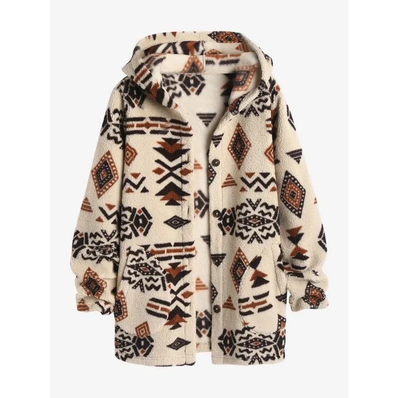 Cardigan Long À Motifs Géométriques pour Femme | Idéal pour L’Hiver Et La Maison