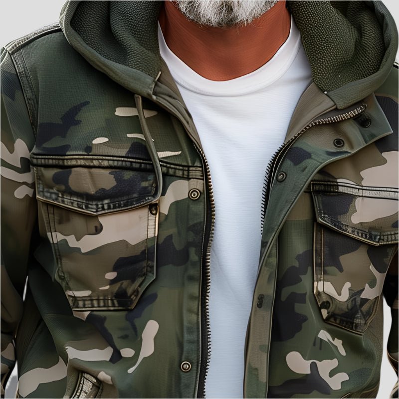 Veste à Capuche avec Motif Camouflage et Poches Cargo pour Hommes | Idéale pour Printemps et Automne