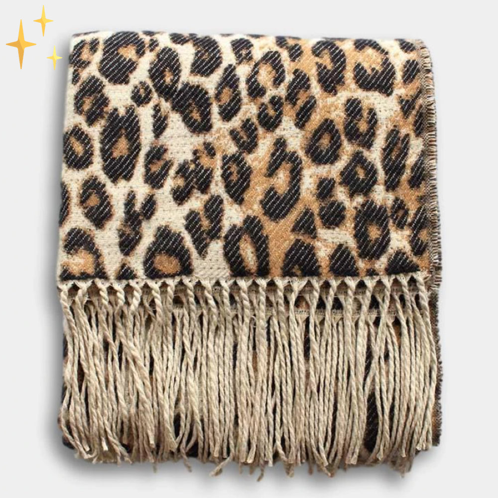 Écharpe à Motif Léopard Tricotée pour Femme | Idéale pour la Saison Froide