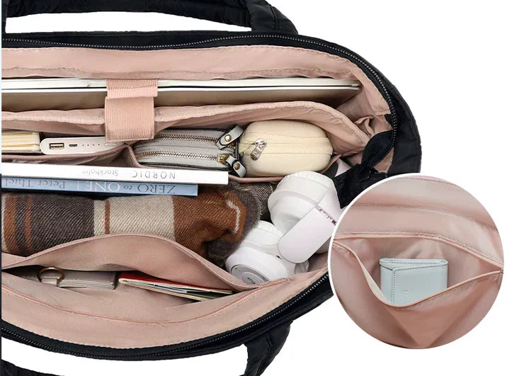 Sac Matelassé Grand Format avec Poignées Rembourrées | Idéal pour Le Travail Ou Les Études