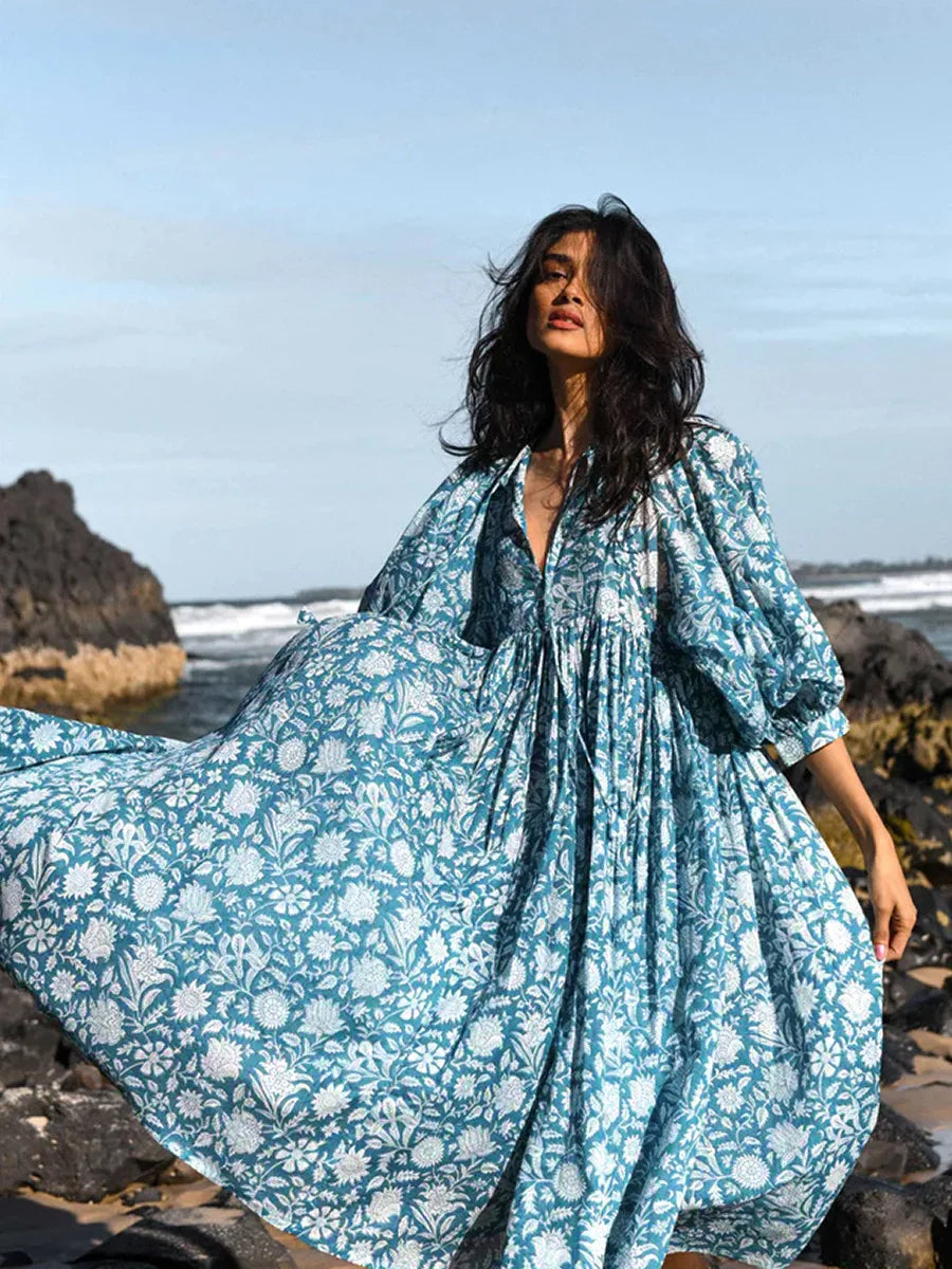 Robe Longue à Coupe Fluide pour Femme | Idéale pour Été et Sorties Décontractées