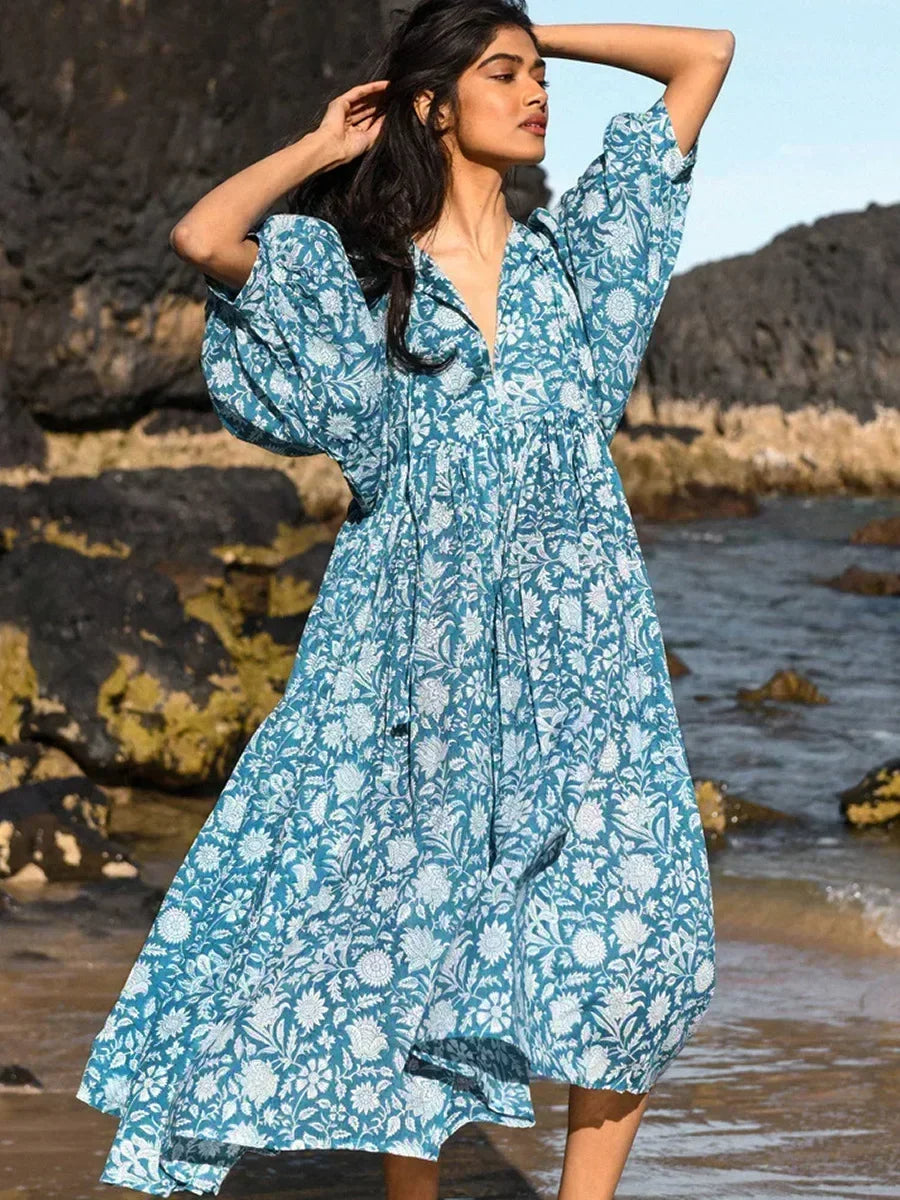 Robe Longue à Coupe Fluide pour Femme | Idéale pour Été et Sorties Décontractées