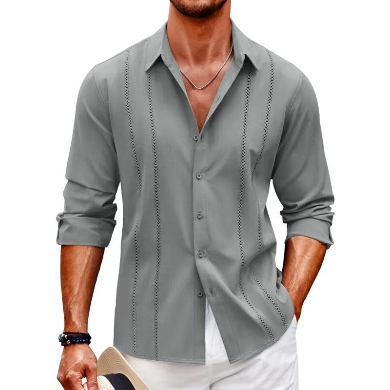 Chemise boutonnée manches longues pour hommes