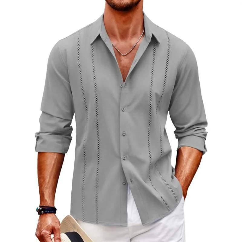 Chemise unie manches longues pour hommes