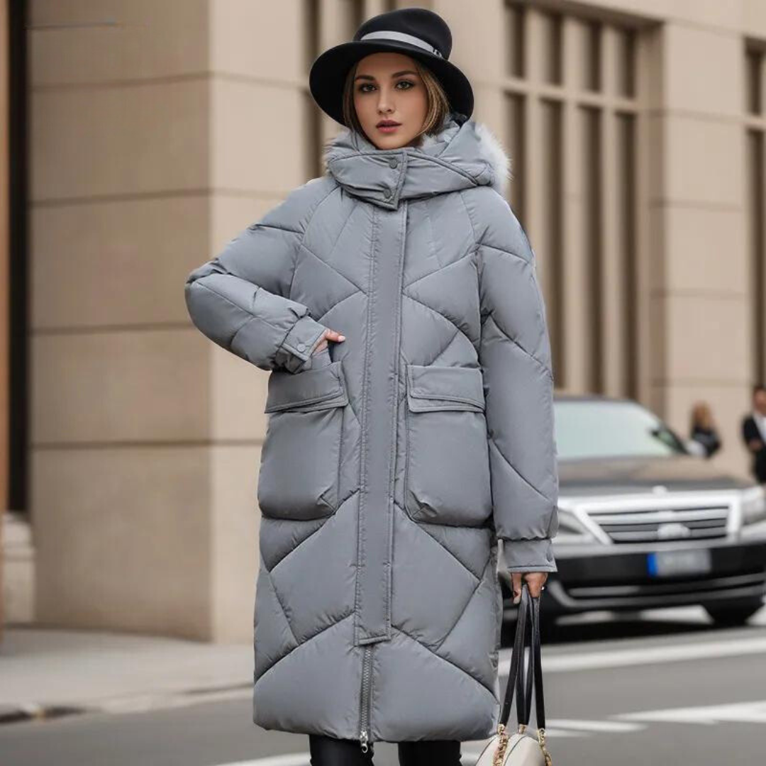 Manteau Long d’Hiver avec Fermeture Frontale pour Femme | Idéal pour la Saison Froide