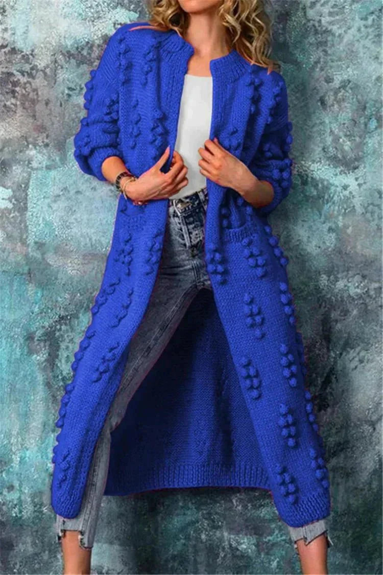 Cardigan Long Sans Manches avec Motif Texturé pour Femme | Idéal pour La Mi-Saison