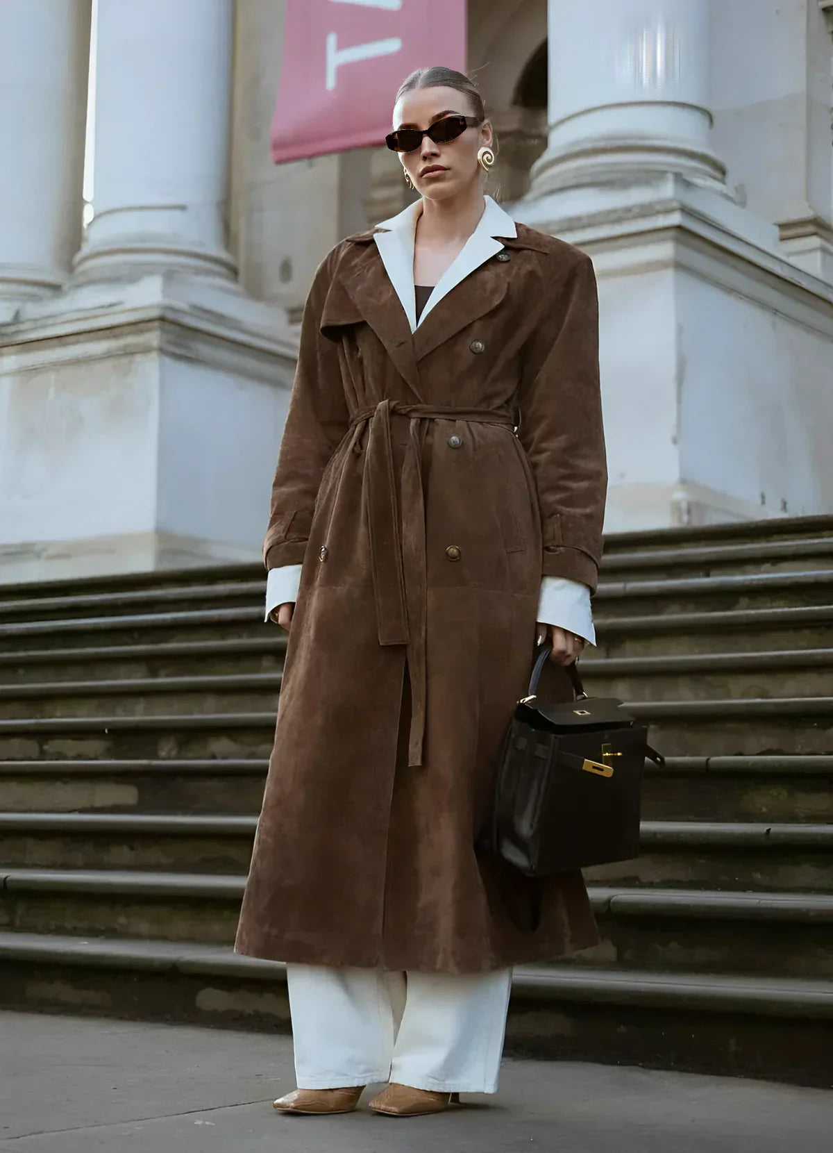 Trench-Coat Long avec Ceinture pour Femmes | Idéal pour la Mi-Saison